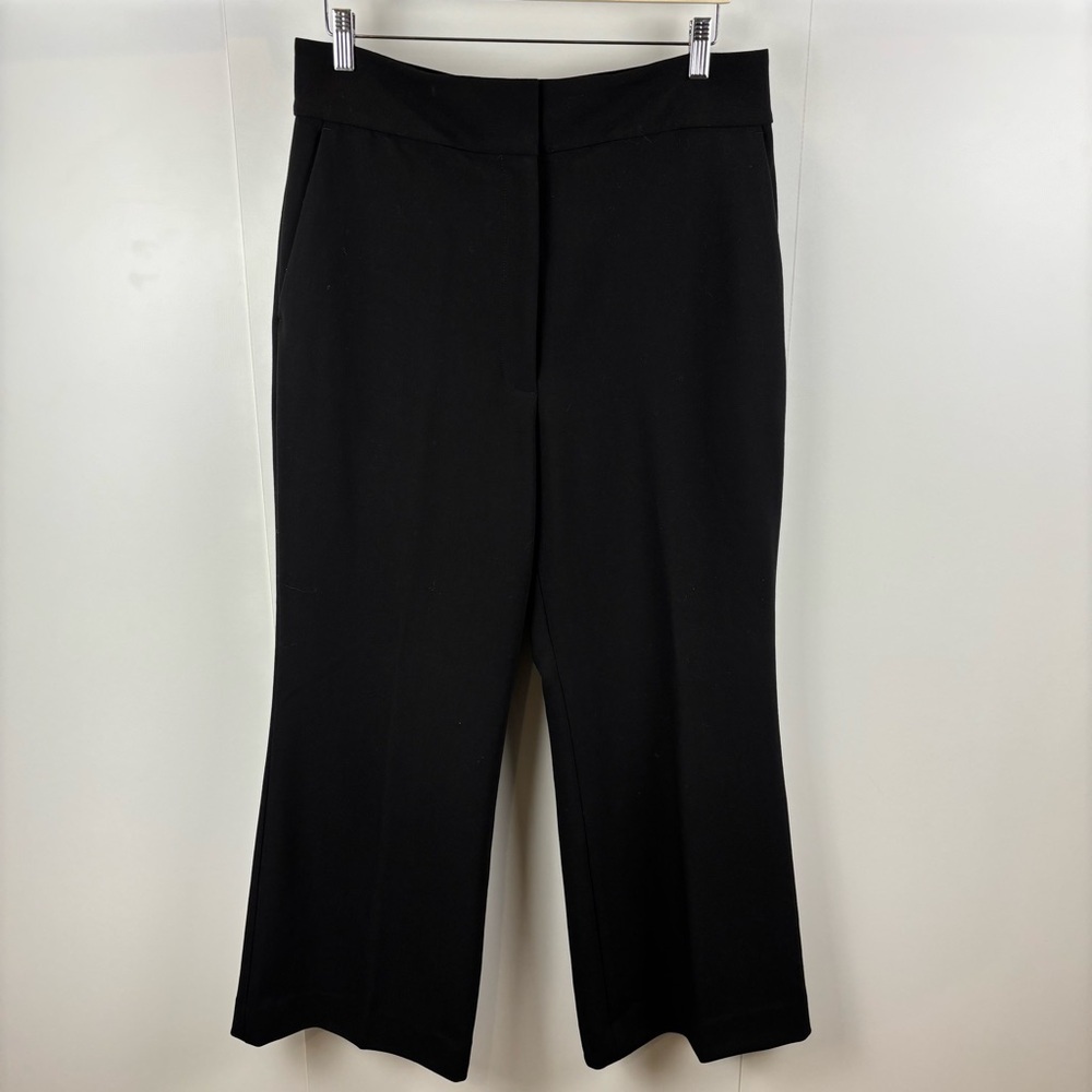 Club Monaco Wide Leg Hi Rise Black Trousers Stretch Women's 12 Pants Minimalist